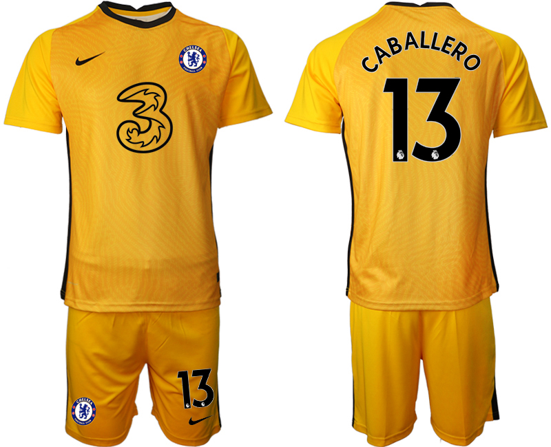 Men 2021 Chelsea yellow goalkeeper #13 soccer jerseys